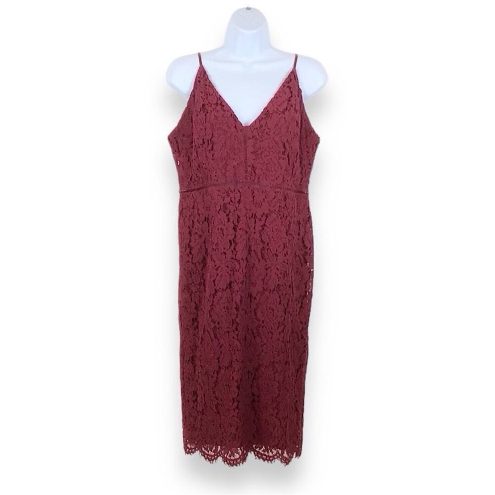 ASTR Burgundy Lace Midi Dress